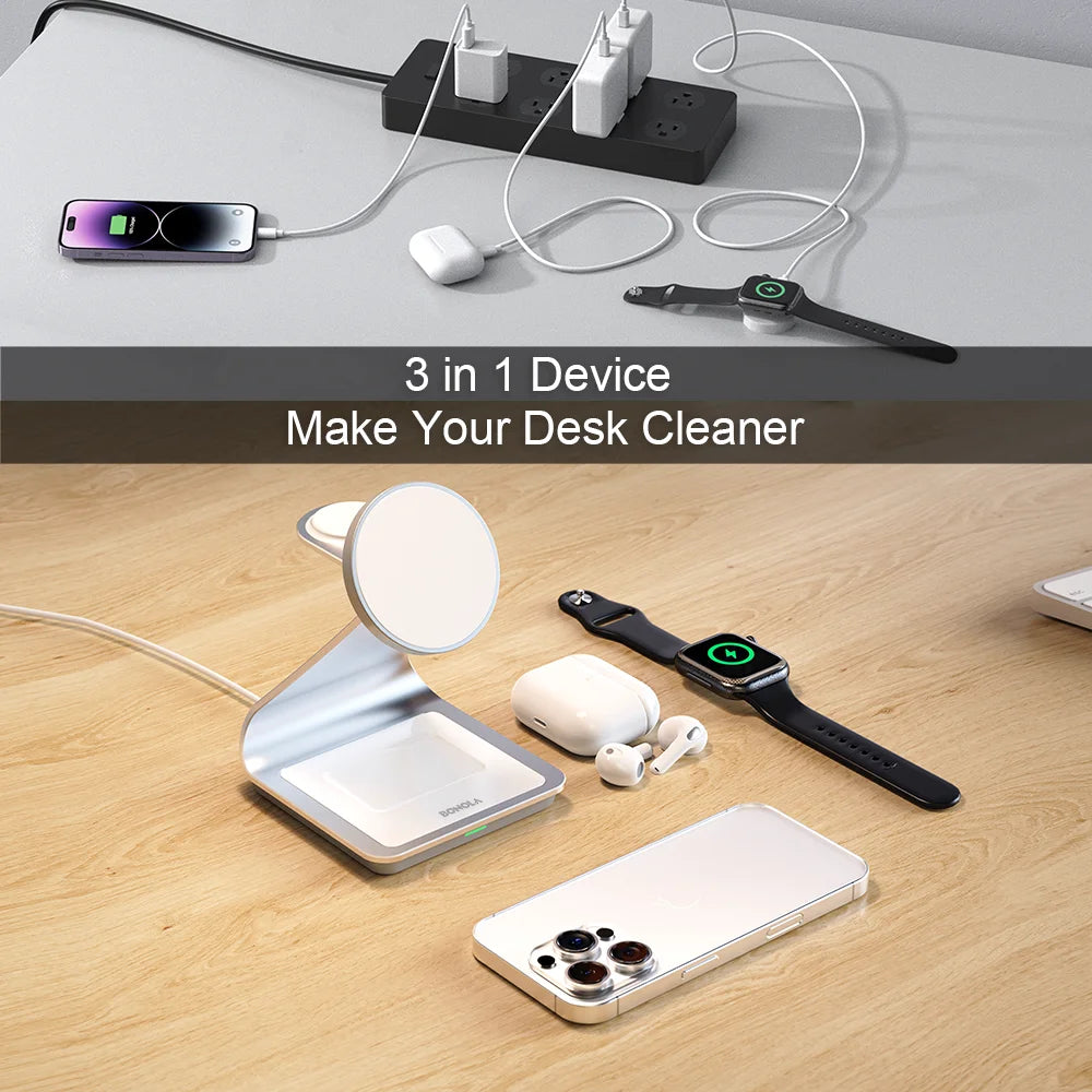 30W Magnetic 3-in-1 Wireless Charger