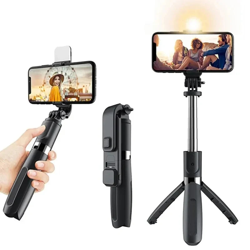Portable Wireless Selfie Stick Tripod with Light