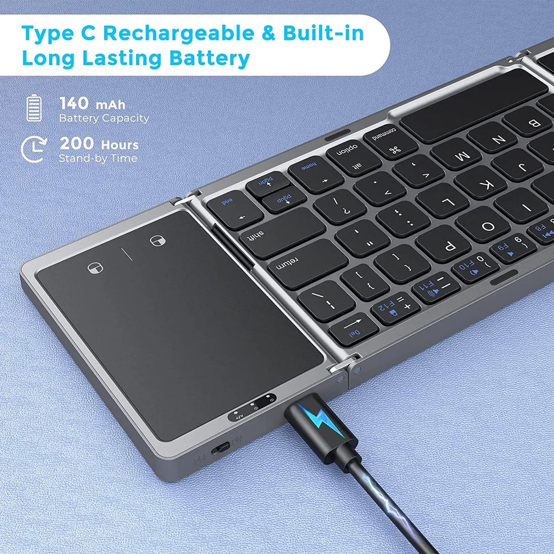 Rechargeable Foldable Wireless Bluetooth Keyboard